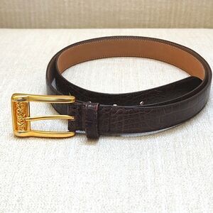 Vintage Donna Katz Brown Croc Embossed Leather Belt Size 3X